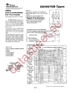 CD4007UBEE4 datasheet  